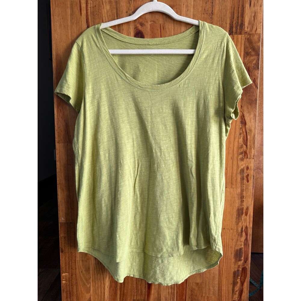 Eileen Fisher Organic Cotton Scoop Neck Slub Tee Sz. Large Lemongrass